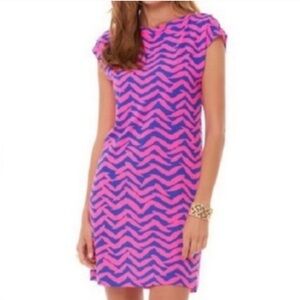 Lilly Pulitzer Robyn Pink and Blue Zigzag Dress size Small